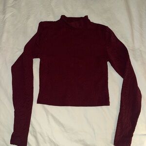 Babaton Deep Red Long Sleeve Crop Top